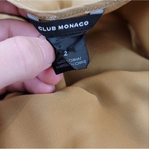 Club Monaco Tan Palm Trees Open Back Dress Size 2 - Picture 9 of 11